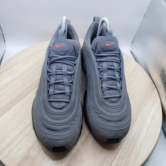 NIKE AIR MAX 97 BG COOL GREY CRIMSON ORANGE BLACK SILVER BULLET 90 95 7.5 women - Picture 4 of 7
